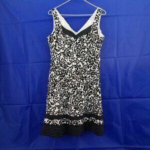 Jones Wear Black/White Floral Sleeveless V-Neck Above Knee Dress Womens 12P